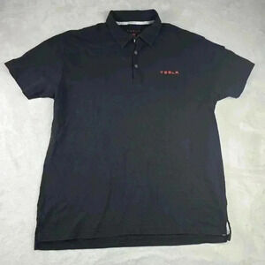 Tesla Men’s Black Polo Shirt Polyester Short Sleeve Sz 2XL